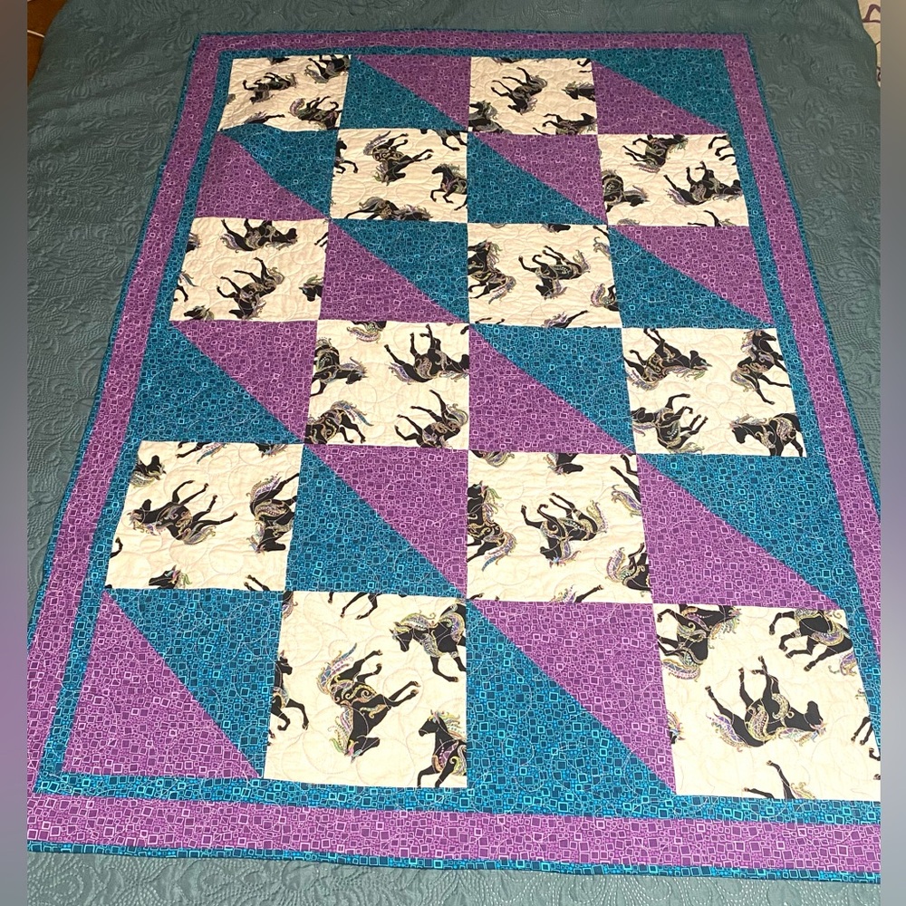 Purple and Blue Patchwork Baby Quilt